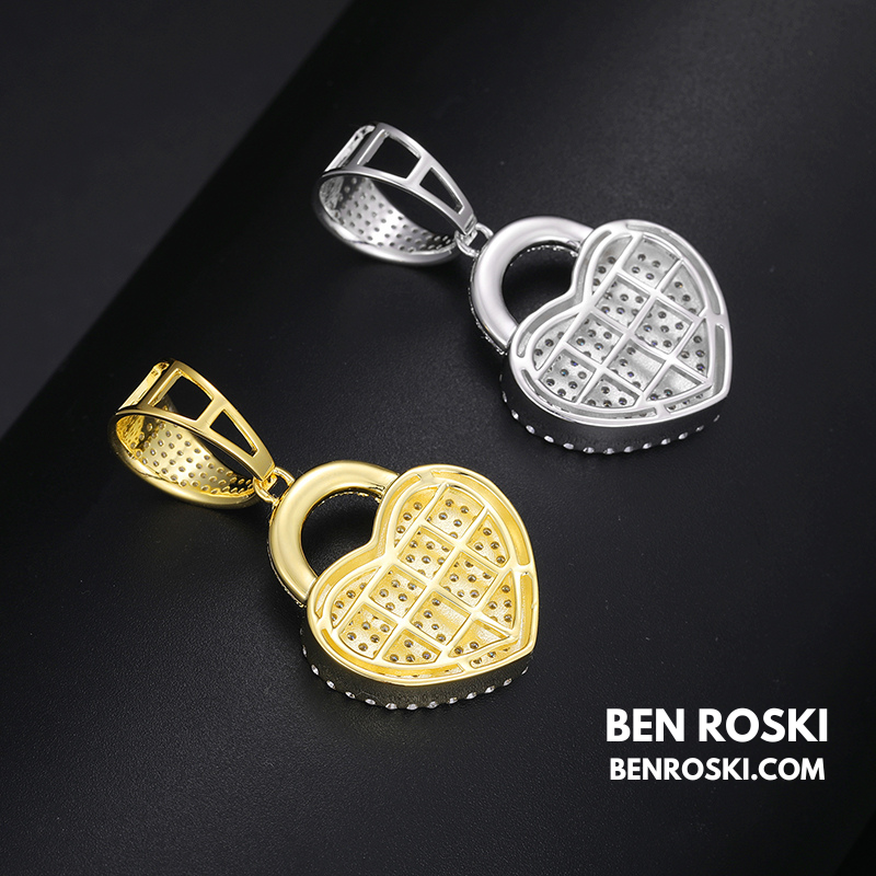 Heart Lock Pendant Sterling Silver or Gold/Rose Gold Plated | VVS Moissanite | GRA Certified