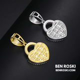 Heart Lock Pendant Sterling Silver or Gold/Rose Gold Plated | VVS Moissanite | GRA Certified