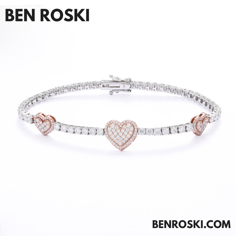 Heart Moissanite Tennis Bracelet – 12MM | 7–8 Inch | 12.28g | S925 Silver, Gold, or Rose Gold | VVS1 Moissanite | GRA Certified