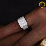 Rectangle Micro-Pavé Moissanite Ring – 13MM | 10.15g | S925 Silver | Gold & Rose Gold | VVS Moissanite | GRA Certified