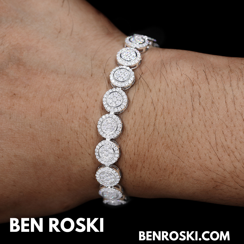 9MM Moissanite Round Cluster Bracelet – 7" / 8" | Silver, Gold, or Rose Gold | GRA Certified