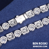 Moissanite Cluster Link Chain – 20 Inch | 8MM | Solid 925 Silver | GRA Certified