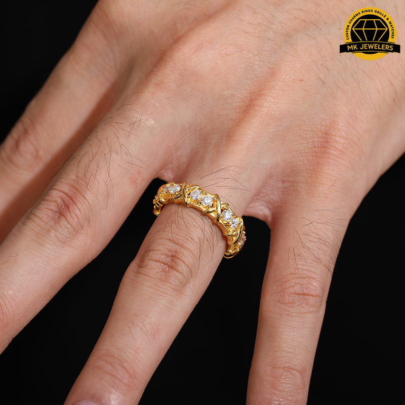 Criss-Cross Eternity Band – 8MM | 6g | S925 Silver or Gold & Rose Gold | VVS Moissanite | GRA Certified