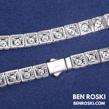 8MM Square Cluster Moissanite Chain – 18/20/22 Inch | Silver, Gold, or Rose Gold | GRA Certified