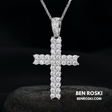 Moissanite Cross Pendant Necklace Sterling Silver, Gold & Rose Gold Plated | VVS Moissanite | GRA Certified
