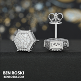 Hexagon Cluster Stud Earrings Sterling Silver, Gold, or Rose Gold Plated | VVS Moissanite | GRA Certified
