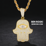 Hamsa Hand Moissanite Pendant Sterling Silver, Gold & Rose Gold | VVS Moissanite | GRA Certified