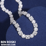 Moissanite Cluster Link Chain – 20 Inch | 8MM | Solid 925 Silver | GRA Certified