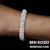 8MM Moissanite Square Link Bracelet – 7" / 8" | Silver, Gold, or Rose Gold | GRA Certified