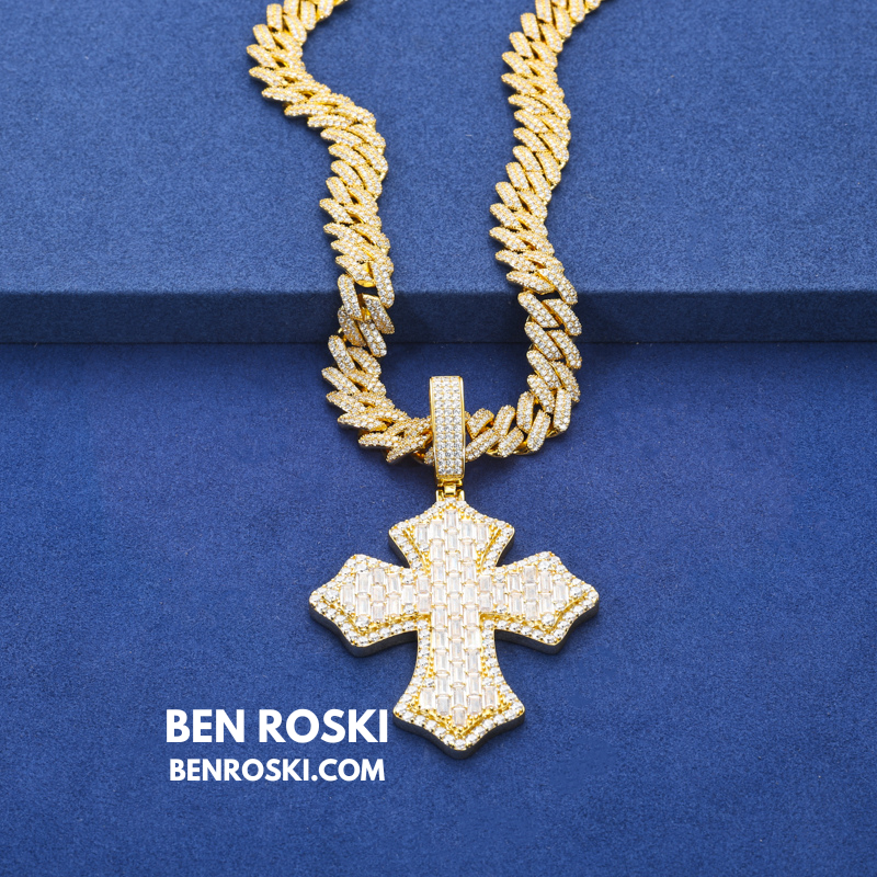 Moissanite Cross Pendant Sterling Silver or Gold & Rose Gold Plated | VVS Moissanite | GRA Certified