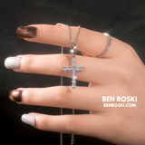 Moissanite Cross Pendant Necklace Sterling Silver or Gold / Rose Gold Plated | VVS Moissanite | GRA Certified