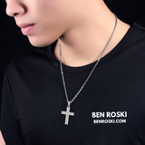 Moissanite Cross Pendant Necklace Sterling Silver, Gold & Rose Gold Plated | VVS Moissanite | GRA Certified