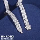 8MM Square Cluster Moissanite Chain – 18/20/22 Inch | Silver, Gold, or Rose Gold | GRA Certified