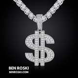 Moissanite Dollar Sign Pendant Sterling Silver or Gold/Rose Gold Plated | VVS Moissanite | GRA Certified