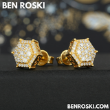 Hexagon Cluster Stud Earrings Sterling Silver, Gold, or Rose Gold Plated | VVS Moissanite | GRA Certified