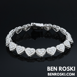 8MM Heart Moissanite Bracelet – 7-Inch / 8-Inch | Silver, Gold, or Rose Gold | GRA Certified