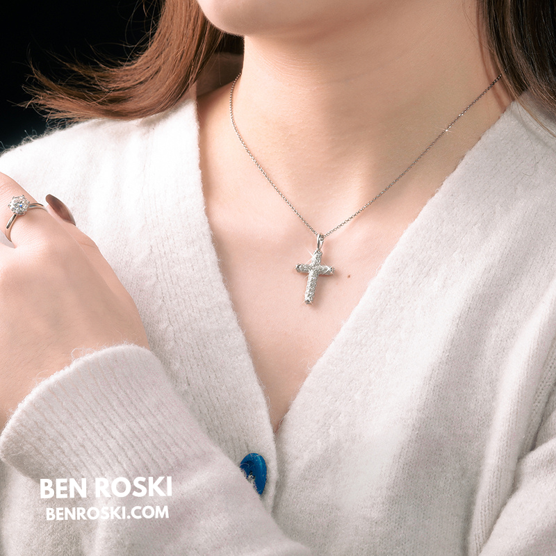Vintage Moissanite Cross Pendant Sterling Silver, Gold, or Rose Gold | VVS Moissanite | GRA Certified