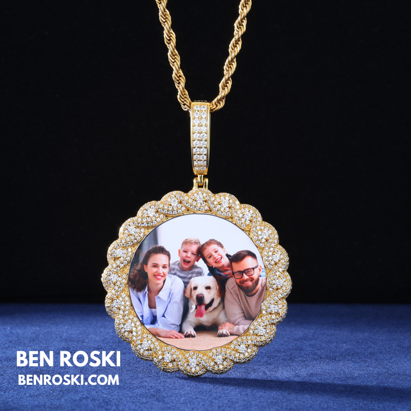 Custom Moissanite Photo Pendant Sterling Silver or Gold/Rose Gold Plated | VVS Moissanite | GRA Certified