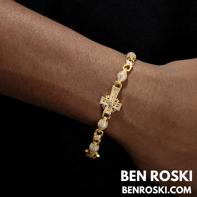 Moissanite Cross Link Bracelet – 7.5" & 8" | 14MM | 17.94g | S925 Silver, Gold, or Rose Gold | VVS Moissanite | GRA Certified
