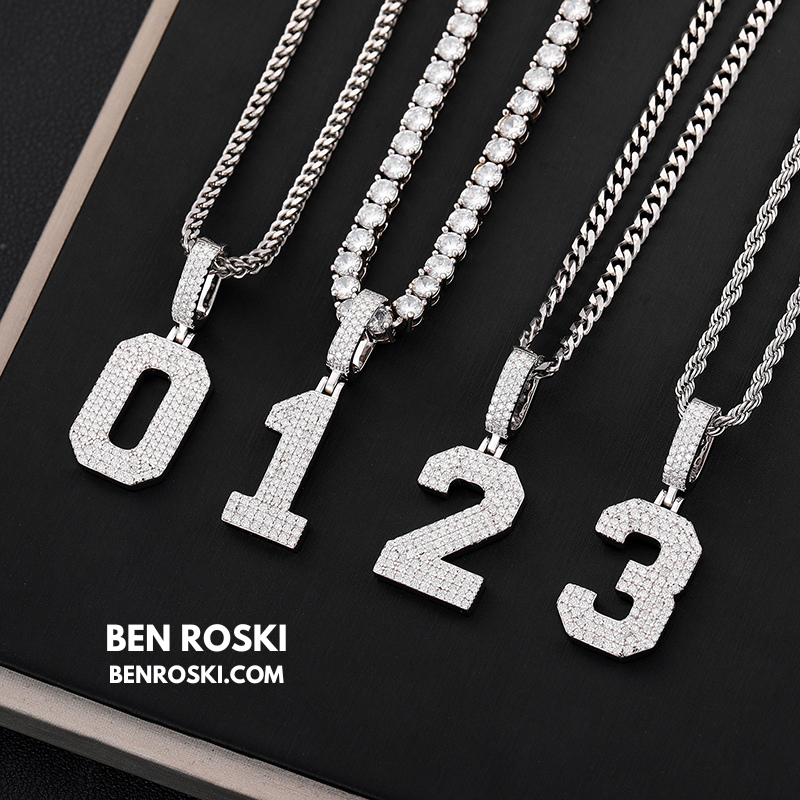 Custom Number Pendant Sterling Silver, Gold, or Rose Gold | VVS Moissanite | GRA Certified