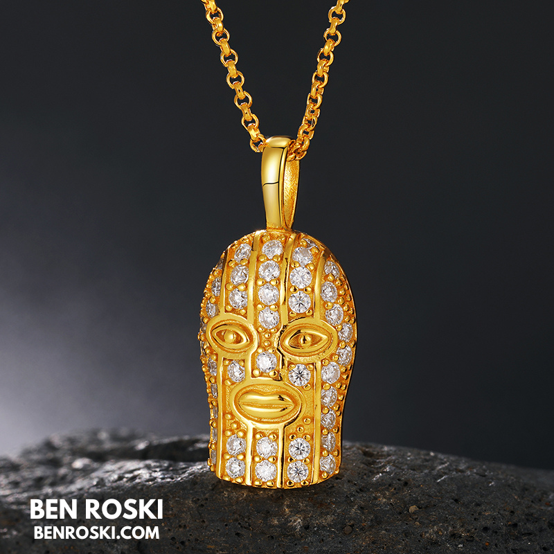 Ski Mask Moissanite Pendant Sterling Silver or Gold/Rose Gold Plated | VVS Moissanite | GRA Certified
