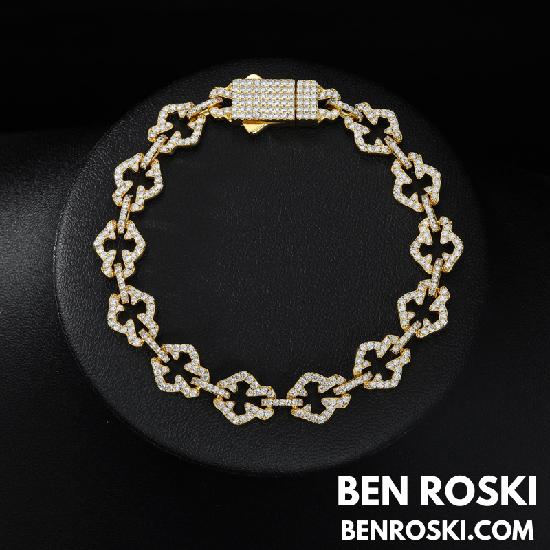 Moissanite Clover Link Bracelet – 7.5" & 8.5" | 10MM | S925 Silver, Gold & Rose Gold | VVS Moissanite | GRA Certified