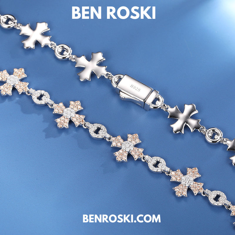 12MM Moissanite Cross Link Chain – 18-Inch / 20-Inch / 22-Inch | Silver, Gold, or Rose Gold | GRA Certified