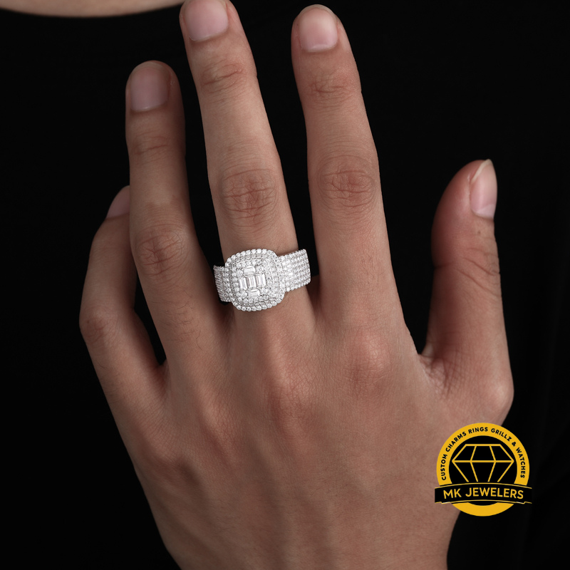 Luxury Cushion Cluster Moissanite Ring – 15MM | 11.53g | S925 Silver, Gold, or Rose Gold | VVS Moissanite | GRA Certified