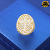 Iced Cross Oval Ring – Size 8/9/10/11 | 16.05g | 23.5MM | S925 Silver or Gold / Rose Gold Plated | VVS Moissanite | GRA Certified