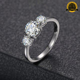Three-Stone Moissanite Engagement Ring – 6.5MM & 4MM | 1.93g | S925 Silver, Gold & Rose Gold | GRA Certified