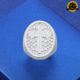 Iced Cross Oval Ring – Size 8/9/10/11 | 16.05g | 23.5MM | S925 Silver or Gold / Rose Gold Plated | VVS Moissanite | GRA Certified