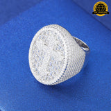 Iced Cross Oval Ring – Size 8/9/10/11 | 16.05g | 23.5MM | S925 Silver or Gold / Rose Gold Plated | VVS Moissanite | GRA Certified