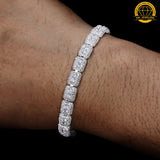 7MM Moissanite Cluster Link Bracelet – 8-Inch | 925 Sterling Silver or Gold Finish | GRA Certified