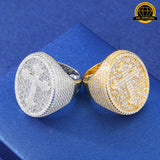 Iced Cross Oval Ring – Size 8/9/10/11 | 16.05g | 23.5MM | S925 Silver or Gold / Rose Gold Plated | VVS Moissanite | GRA Certified