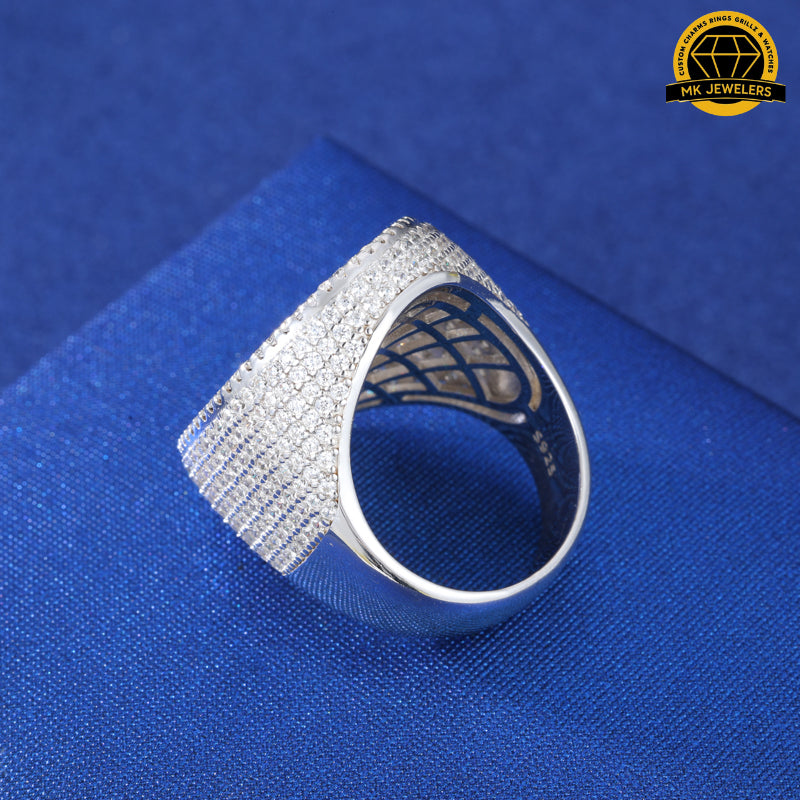 Iced Cross Oval Ring – Size 8/9/10/11 | 16.05g | 23.5MM | S925 Silver or Gold / Rose Gold Plated | VVS Moissanite | GRA Certified