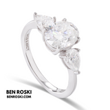 Three-Stone Moissanite Engagement Ring – 9MM | 2.62g | S925 Silver or Gold / Rose Gold Plated | VVS Moissanite | GRA Certified