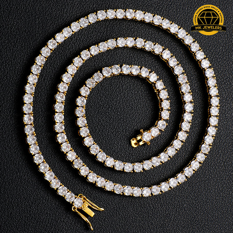 Moissanite Tennis Chain – 925 Sterling Silver or Gold Finish | 18-24 Inch Options | MK Jewelers