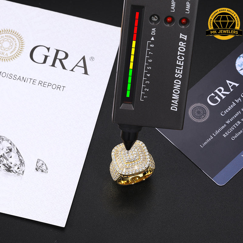 Iced-Out Moissanite Square Cluster Ring – 23MM | 15.3g | S925 Silver, Gold, Rose Gold & Silver | GRA Certified