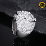Iced Moissanite Cluster Ring – 25.5MM | 25g | S925 Silver | VVS1 Moissanite | GRA Certified | Sizes 8, 9, 10, 11 | Gold & Rose Gold Available