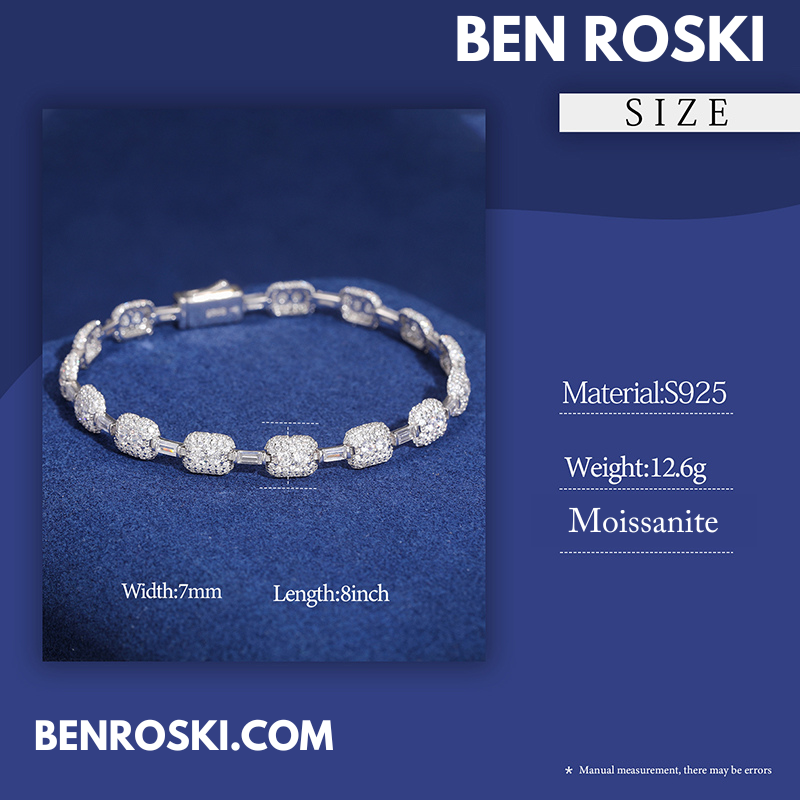 7MM Moissanite Bracelet – 7-Inch & 8-Inch | 925 Sterling Silver | GRA Certified | Gold & Rose Gold Plated