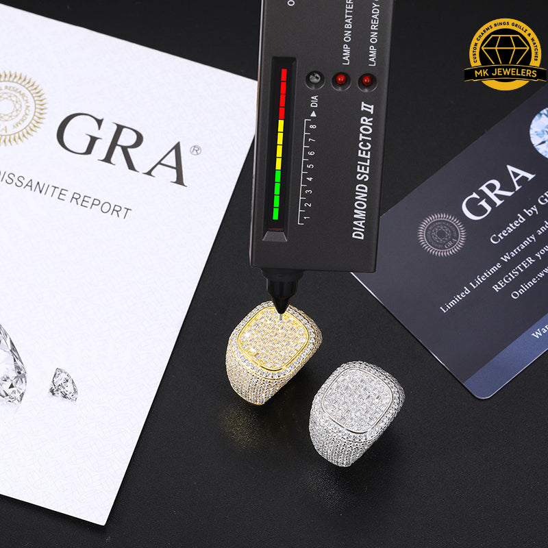 Iced-Out Moissanite Square Cluster Ring – 23MM | 14.5g | S925 Silver, Gold & Rose Gold | Sizes 8, 9, 10, 11 | GRA Certified