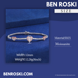 Heart Moissanite Tennis Bracelet – 12MM | 7–8 Inch | 12.28g | S925 Silver, Gold, or Rose Gold | VVS1 Moissanite | GRA Certified