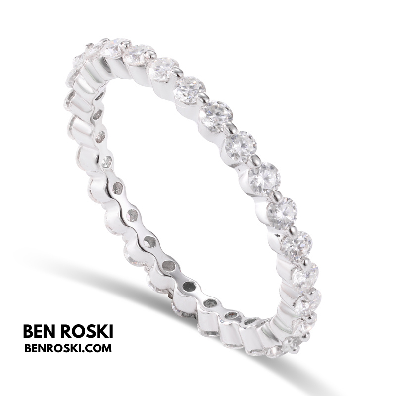 Thin Moissanite Eternity Band – 1MM | 1.42g | S925 Silver or Gold / Rose Gold Plated | VVS Moissanite | GRA Certified