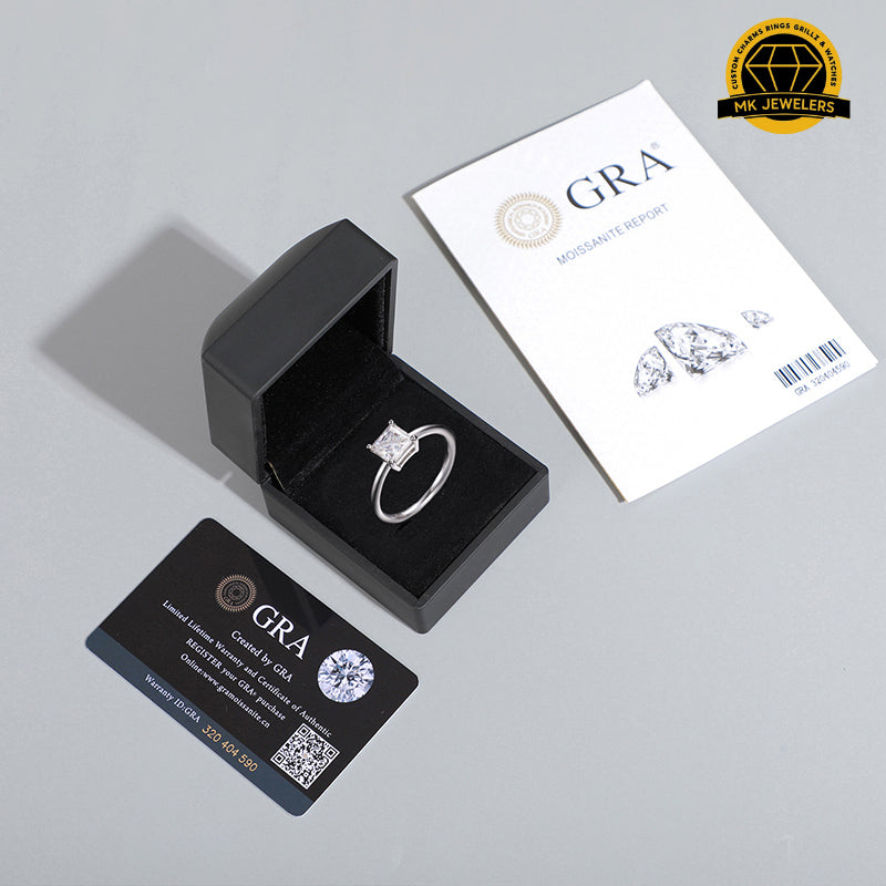 Princess Cut Moissanite Solitaire Ring – 5x5MM | 2g | S925 Silver, Gold or Rose Gold | VVS Moissanite | GRA Certified