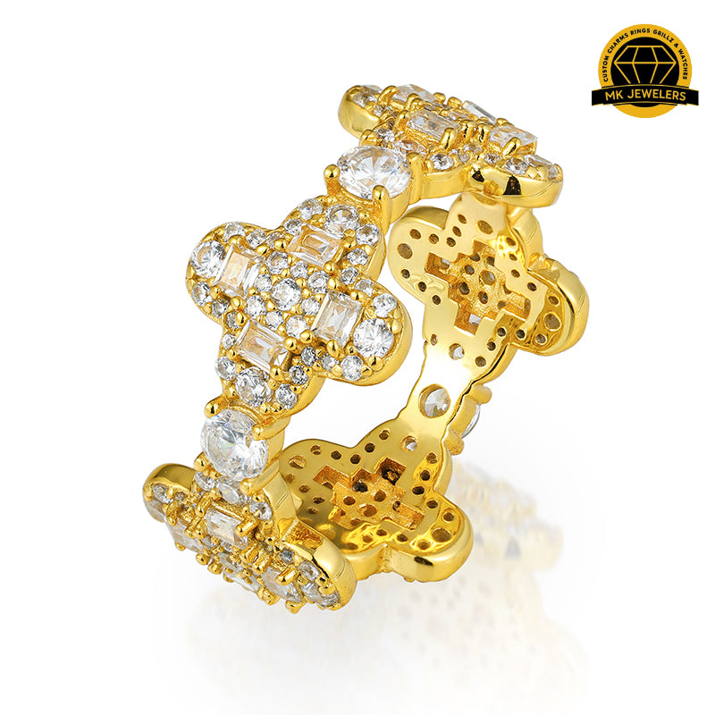 Luxury Moissanite Cross-Link Band – S925 Silver or Gold / Rose Gold Plated | VVS Moissanite | GRA Certified | Sizes 8, 9, 10, 11