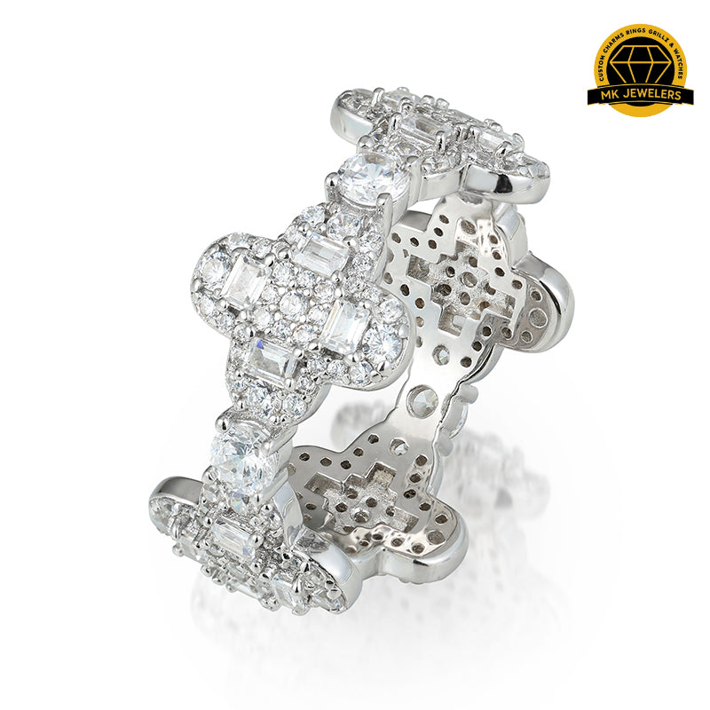 Luxury Moissanite Cross-Link Band – S925 Silver or Gold / Rose Gold Plated | VVS Moissanite | GRA Certified | Sizes 8, 9, 10, 11