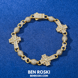 Moissanite Cross Link Bracelet – 7.5" & 8" | 14MM | 17.94g | S925 Silver, Gold, or Rose Gold | VVS Moissanite | GRA Certified