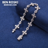12MM Moissanite Cross Link Bracelet – 7-Inch / 8-Inch | Silver, Gold, or Rose Gold | GRA Certified