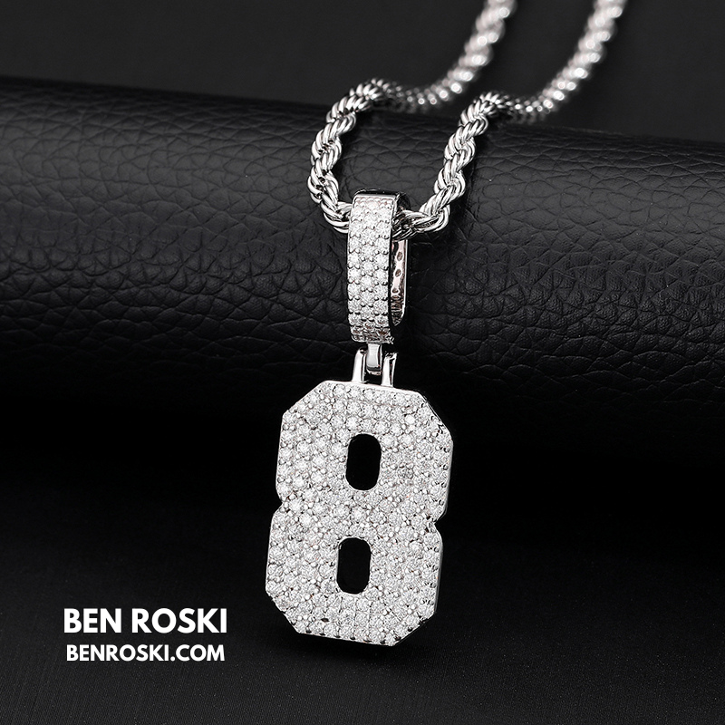 Custom Number Pendant Sterling Silver, Gold, or Rose Gold | VVS Moissanite | GRA Certified