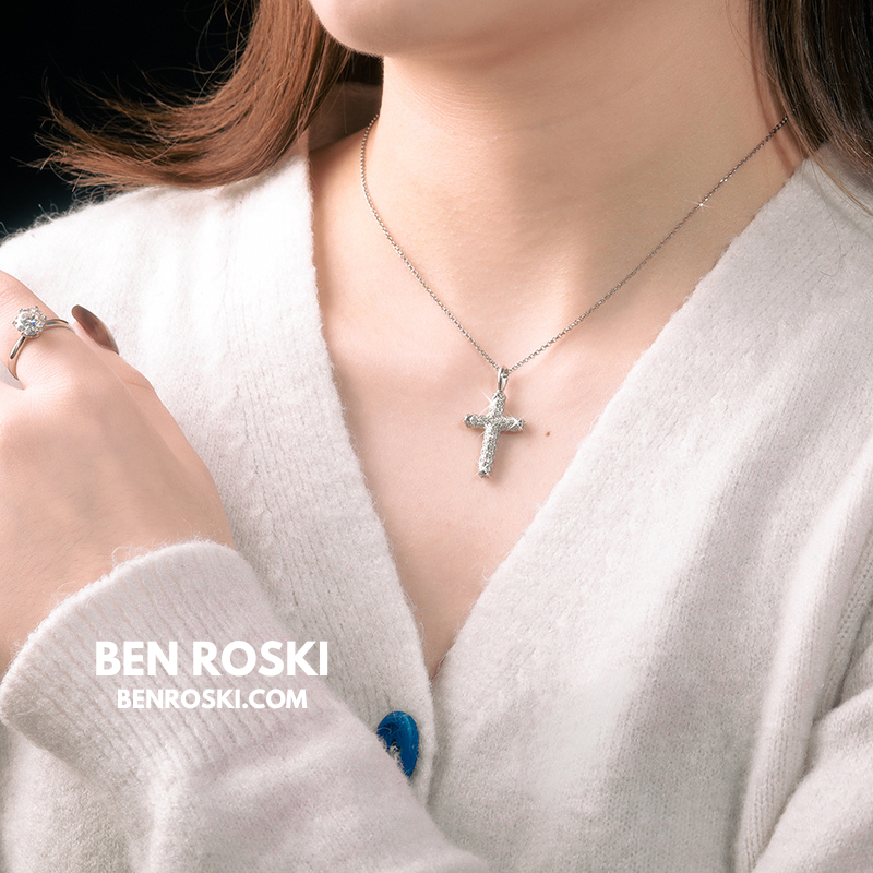 Vintage Moissanite Cross Pendant Sterling Silver, Gold, or Rose Gold | VVS Moissanite | GRA Certified